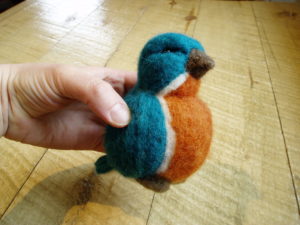 finished felted bluebird