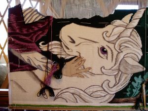 unicorn tapestry in progress